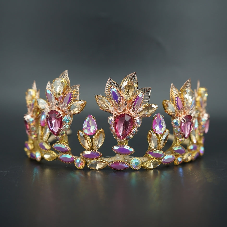 Couronne mariage rose et or – Diadème strass luxe