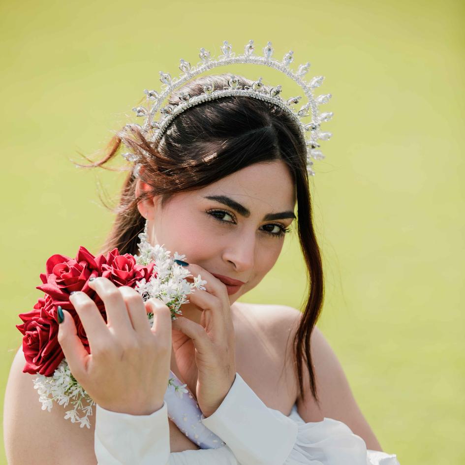 Couronne de mariage modelé double couleur blanc