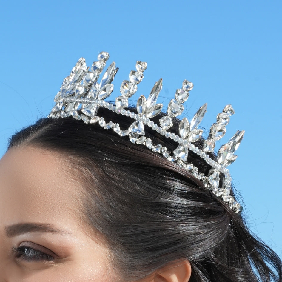 Diadème de Mariée Contemporain en Argent et Cristal