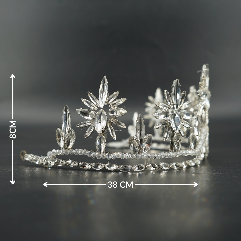 Diadème de Mariée Romantique Cristal et Finition Argent