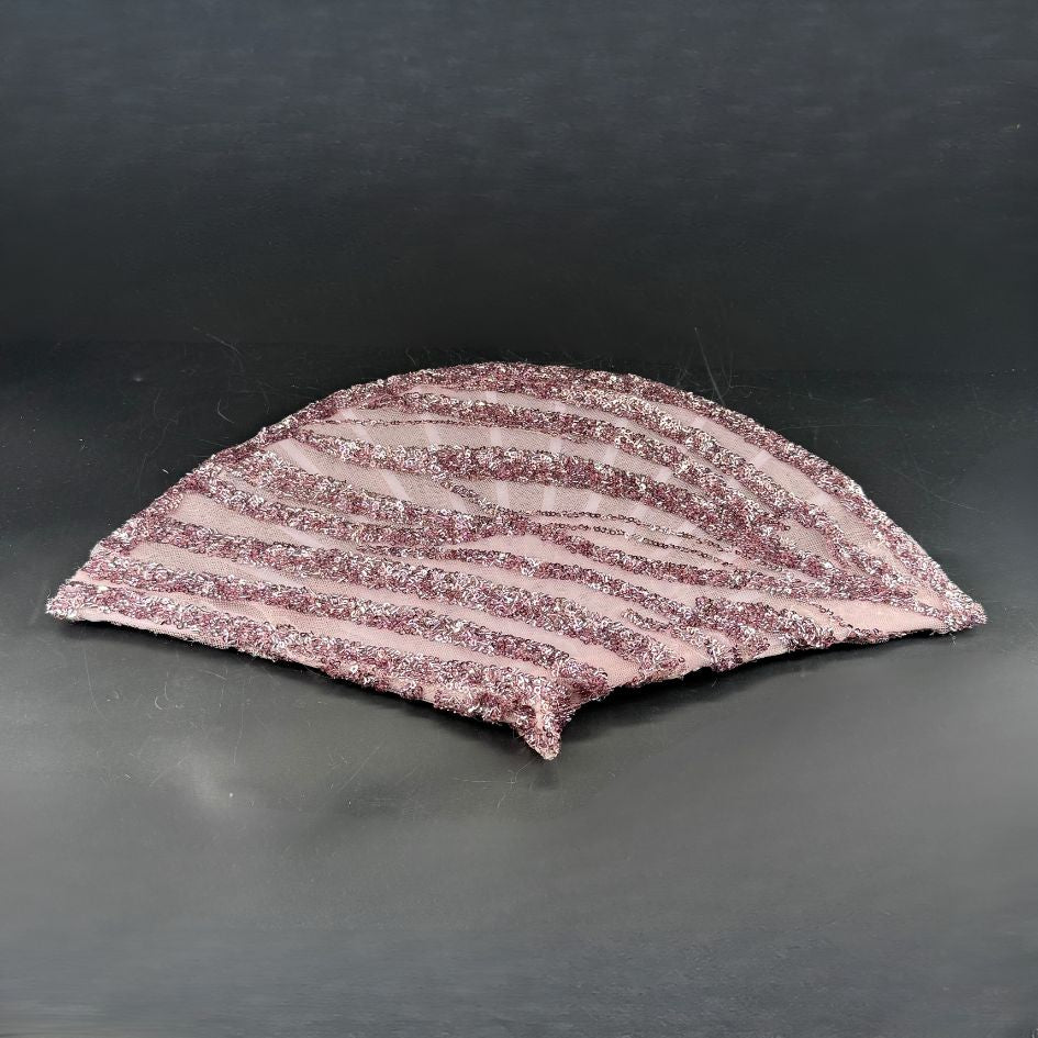Voile de mariée éventail brodé à paillettes rose poudré
