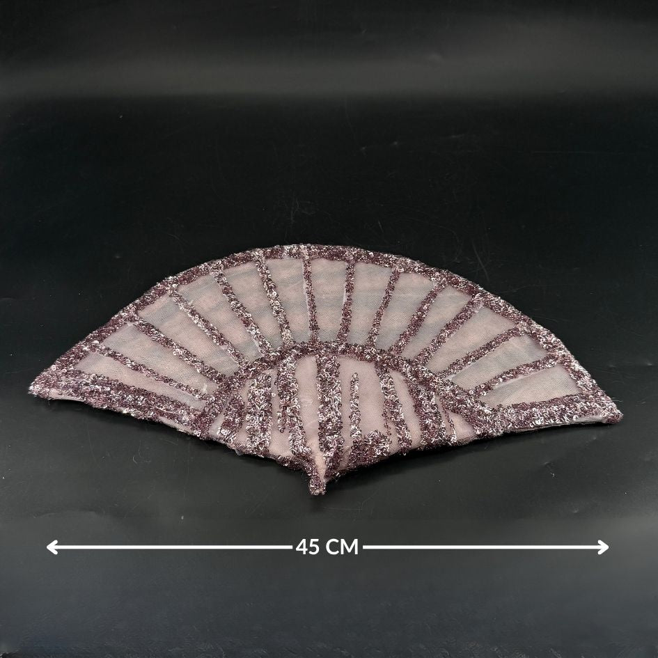 Voile de mariée éventail brodé à paillettes rose poudré
