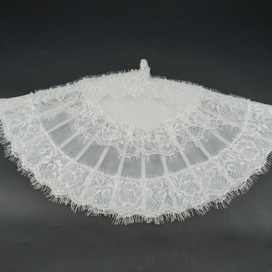 Éventail mariage blanc dentelle élégant