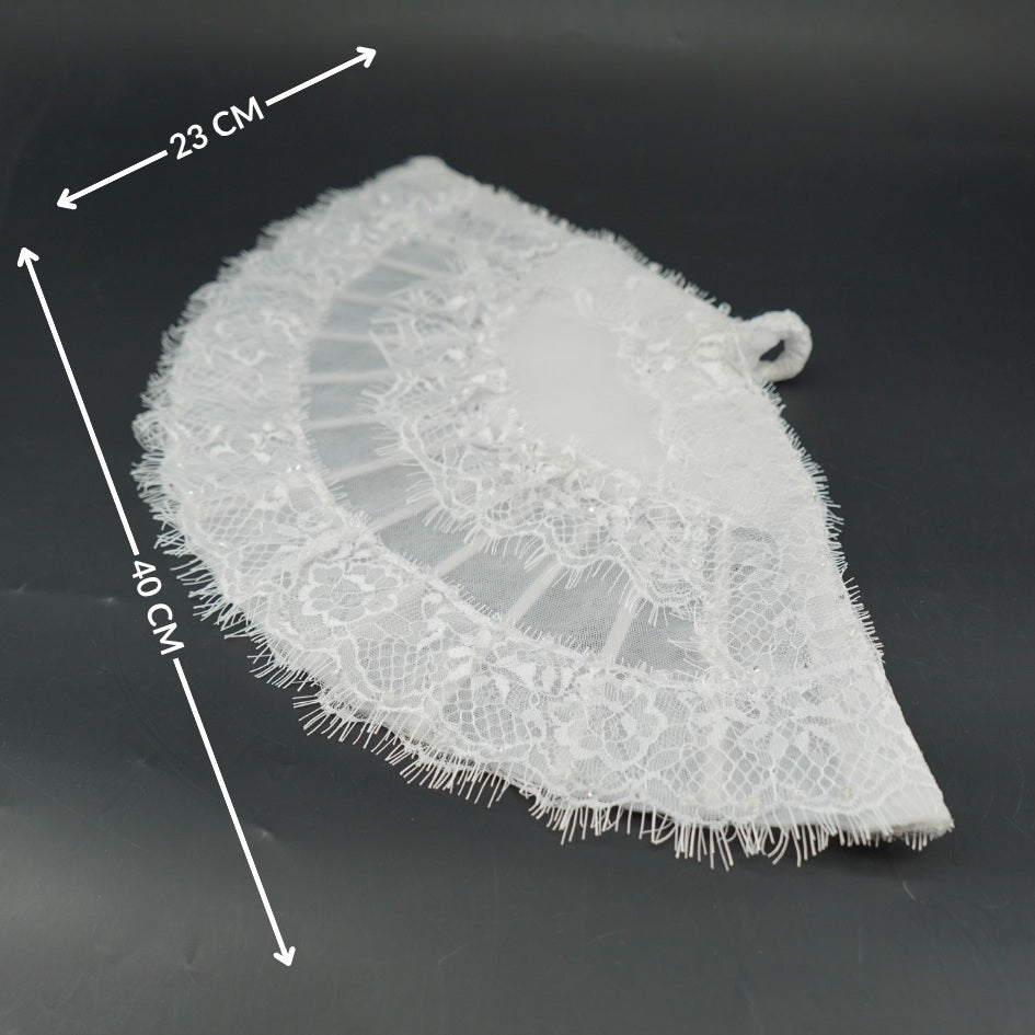 Éventail mariage blanc dentelle élégant