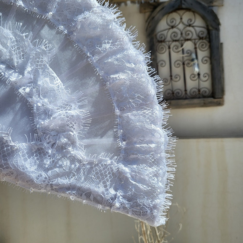 Éventail mariage blanc dentelle élégant