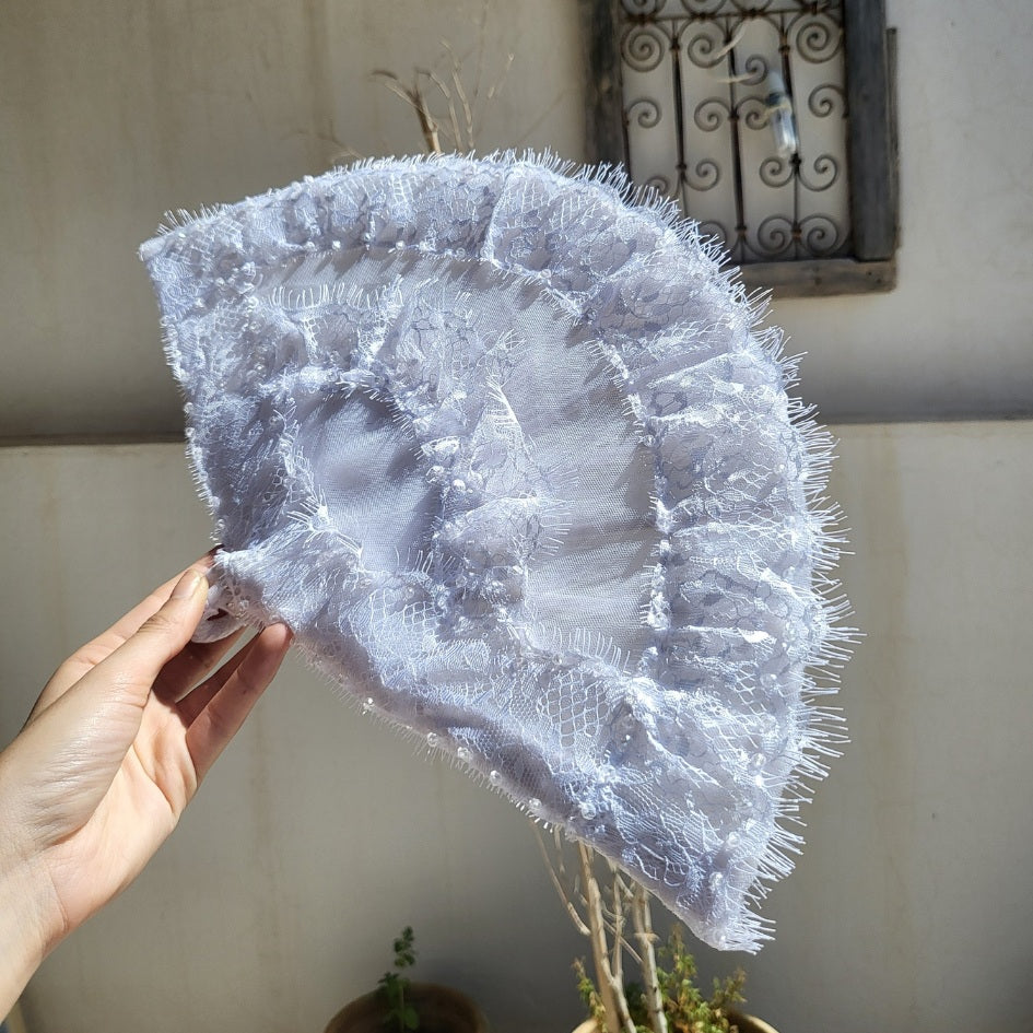 Éventail mariage blanc dentelle élégant