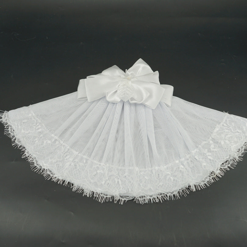 Éventail mariage blanc dentelle élégant avec motif nœud