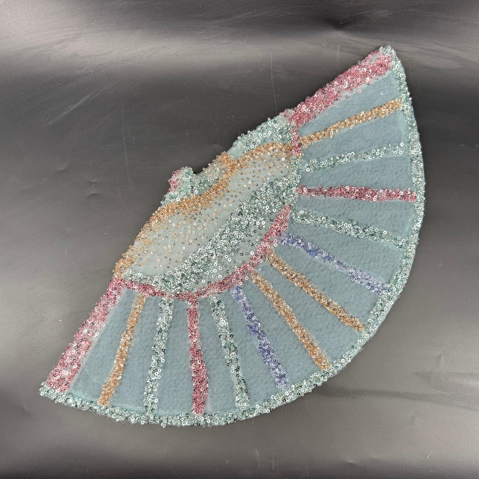Éventail mariage perles multicolores fait main