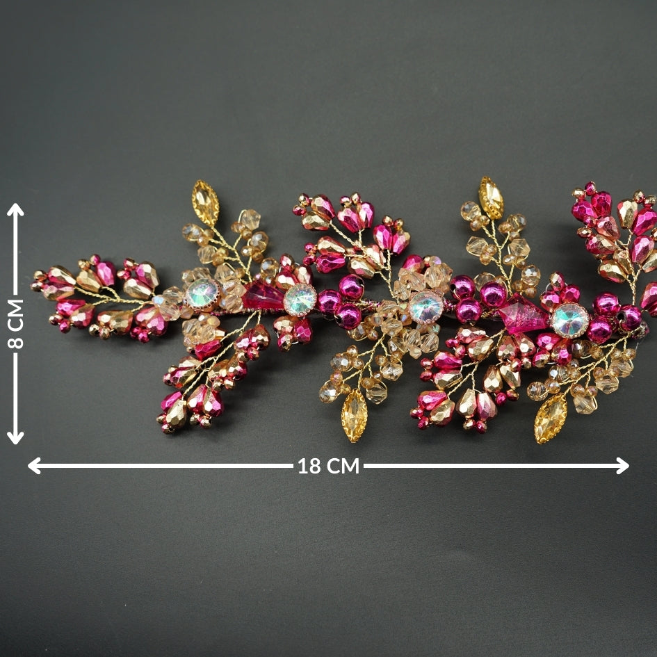 Peigne de cheveux en perles roses et cristaux – Tendance et raffinement