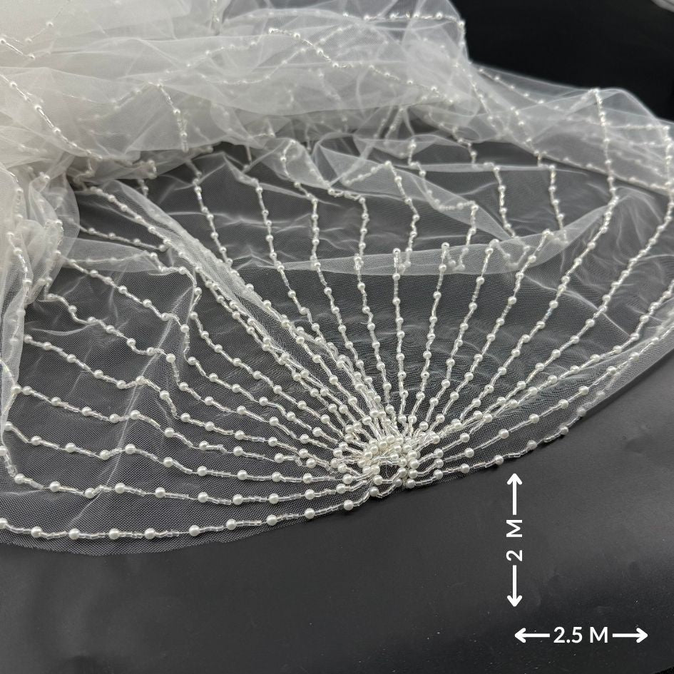 Voile de mariée blanc avec perles brodées