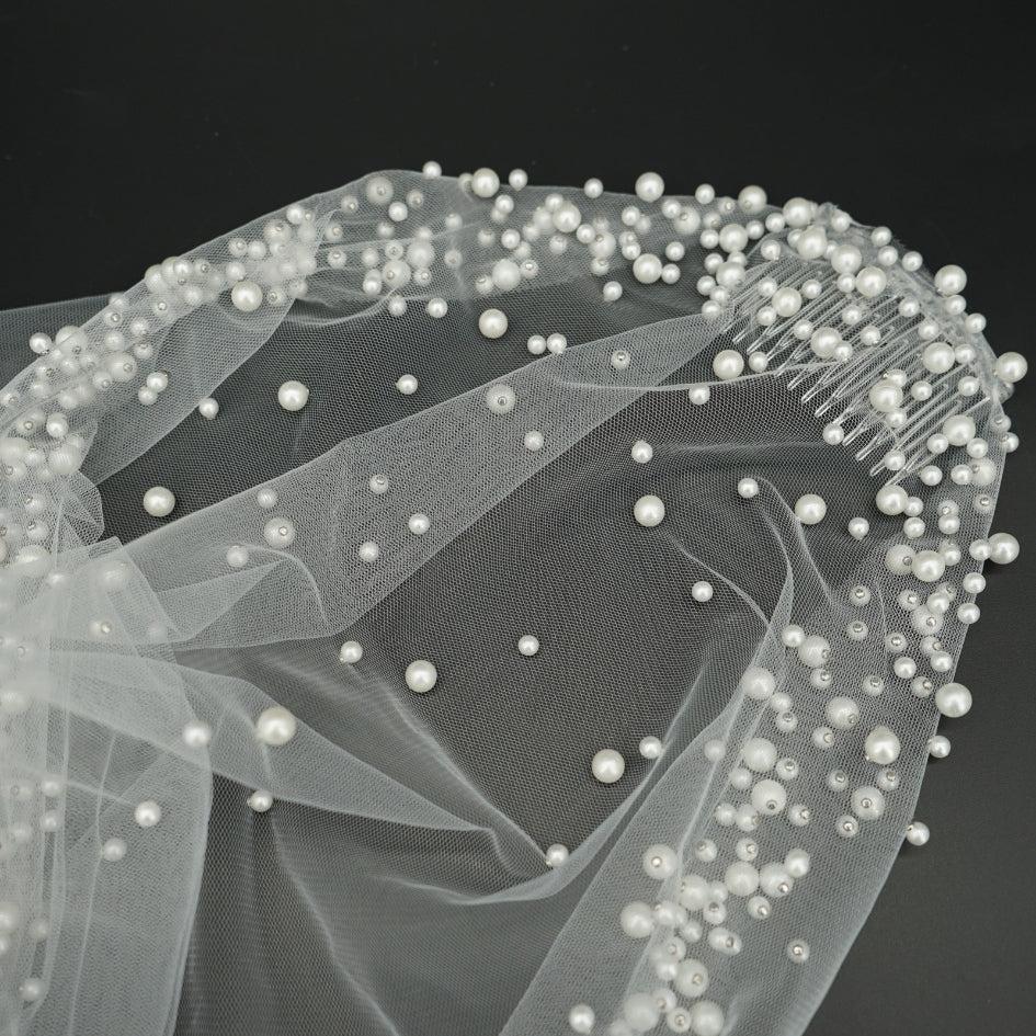 Voile de mariage avec perles et broderie florale