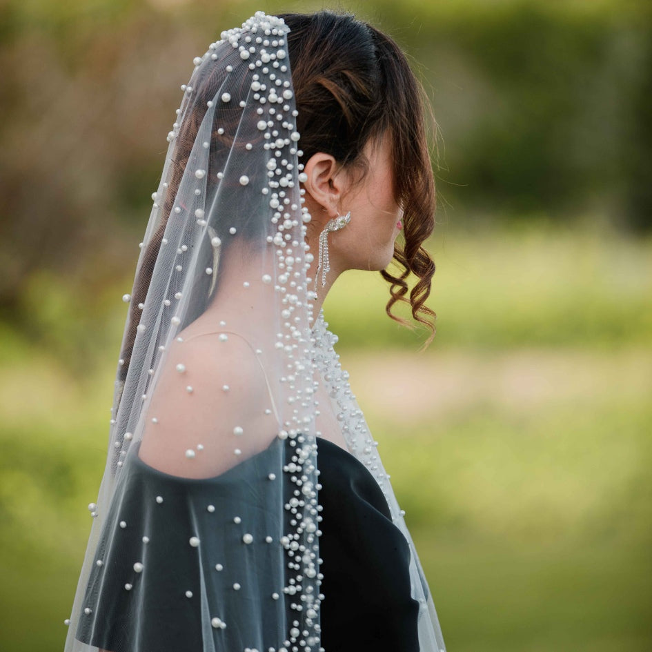 Voile de mariage avec perles et broderie florale