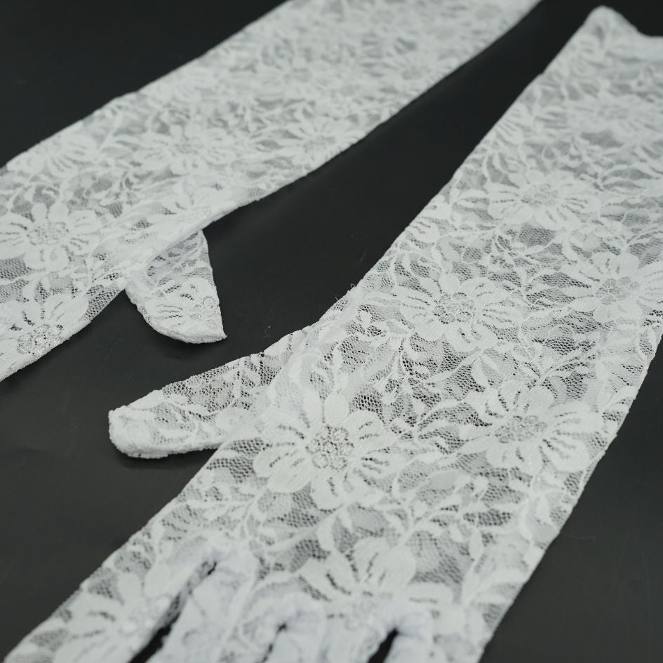 Gants longs dentelle blancs mariage