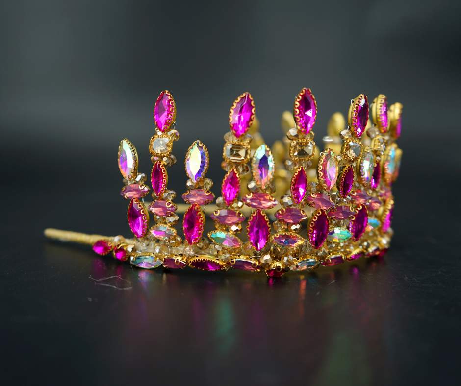 Couronne mariée rose/doré modèle plante