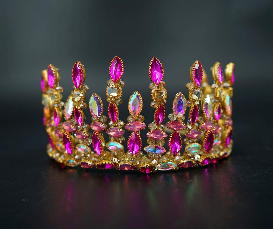 Couronne mariée rose/doré modèle plante