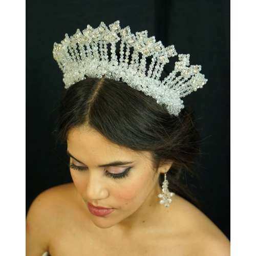 Couronne mariée, modèle éventail géométrique