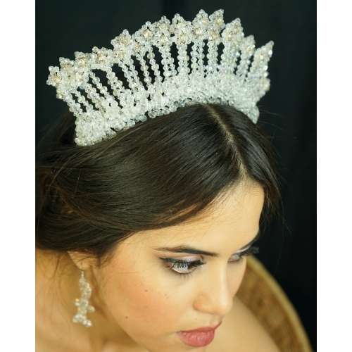 Couronne mariée, modèle éventail géométrique