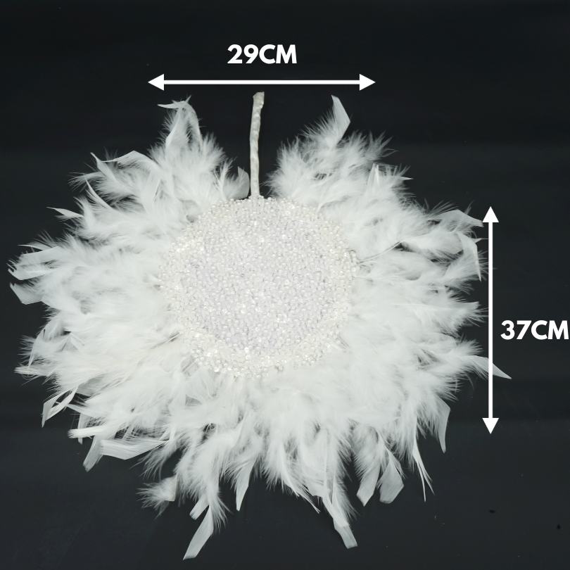 Éventail de plumes de mariée couleur blanc